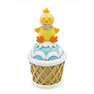 ESCULTURA CUPCAKE DECOR C PATINHO RESINA - LINHA COOKIE 13cm