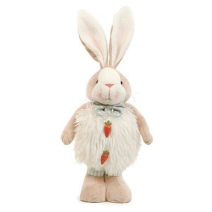 ESCULTURA COELHO EM PELUCIA CENOURAS DECORATIVO 46cm