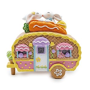 ESCULTURA TRAILER DECORATIVO TOCA DO COELHO - LINHA COOKIE 18cm