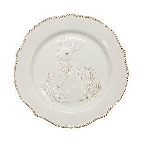 PRATO DE SOBREMESA COELHOLINHA RELEVO EM PORCELANA 22CM