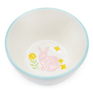 BOWL DECORATIVO EM PORCELANA BRANCA COM COELHO RELEVO 500ml