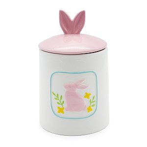 POTE EM PORCELANA COM TAMPA HERMETICA ORELHAS DE COELHO 16cm