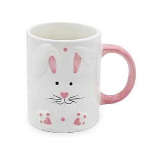 CANECA EM PORCELANA COELHO EM RELEVO BR/RS 250ml