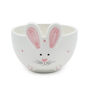BOWL EM PORCELANA COELHO BRANCO E ROSA 300ML