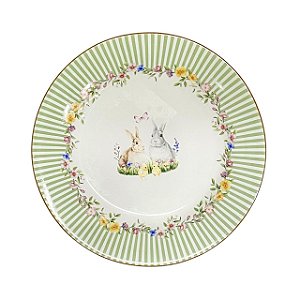 PRATO RASO EM CERAMICA PASCOA GARDEN 26,5CM  LUIZ SALVADOR