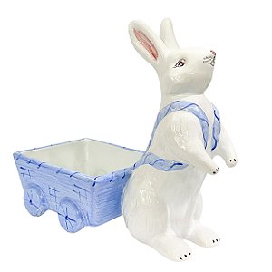 ESCULTURA COELHO COM CARROCA EM CERAMICA LUIZ SALVADOR