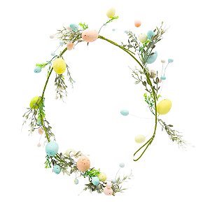 FESTAO DE PASCOA COM OVOS COLORIDOS E FOLHAS 120cm