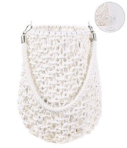 LANTERNA DECORATIVA EM FIBRA BRANCO COM ALÇA 30CM
