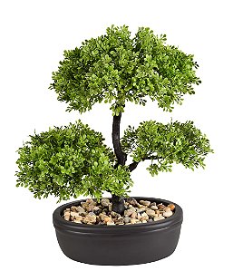 ARVORE PERMANENTE BONSAI X3 VERDE NO VASO 33CM
