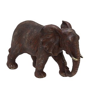 ESCULTURA ELEFANTE DECORATIVO EM RESINA  MARROM 17CM