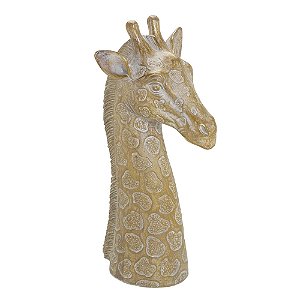 ESCULTURA CABECA DE GIRAFA DECOR EM RESINA 31,5CM