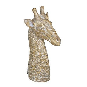 ESCULTURA CABECA DE GIRAFA DECORATIVA EM RESINA  41CM