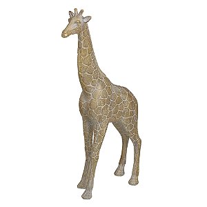 ESCULTURA GIRAFA DECORATIVA EM RESINA  MARROM CLARO 40CM