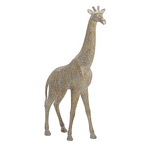 ESCULTURA GIRAFA DECORATIVA EM RESINA  MARROM CLARO 63CM