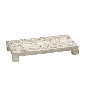 BANDEJA DECOR EM RESINA NA COR BEGE COM RANHURAS 39,5X21,5CM