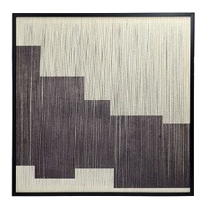 QUADRO DECOR FORMAS EM MADEIRA E CORDA  OFFWHITE E PRET MOD2