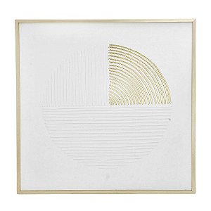 QUADRO DECOR FORMAS EM TELA E MDF BRANCO E DOURADO MOD04