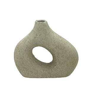 VASO DECORATIVO ORGANIC EM CERAMICA  BEGE E MARROM 21CM