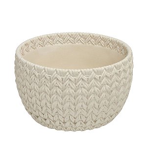 CACHEPOT DECORATIVO MALHAS EM CERAMICA CREME 15X24,5CM