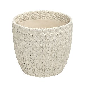 CACHEPOT DECORATIVO EM CERAMICA TRAMAS CREME 21,5X23CM