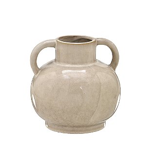 VASO DECOR EM CERAMICA COM ALCAS CINZA E MARROM 15CM