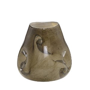 VASO DECORATIVO EM VIDRO  PREMIUM MARROM E PRETO 19CM