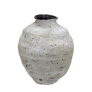 VASO DECORATIVO EM CERAMICA  CINZA E MARROM 39,5CM