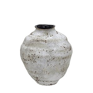 VASO DECORATIVO EM CERAMICA  CINZA E MARROM 21CM