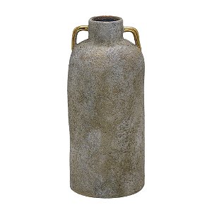 VASO DECORATIVO COM ALCAS EM CERAMICA  BRONZE E CHUMBO 30,5CM