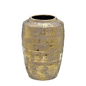 VASO DECORATIVO EM CERAMICA NAS CORES DOURADO E MARROM 27CM
