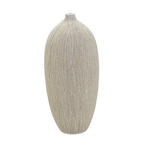 VASO GARRAFA DECORATIVO EM RESINA NA COR BEGE 29,5CM