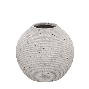 VASO DECORATIVO LINHAS EM CERAMICA  BRANCO E CINZA 18,5CM