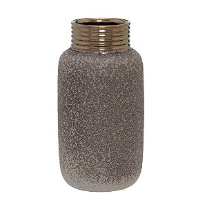 VASO DECORATIVO RUSTIC EM CERAMICA  BRONZE E MARROM 34,5CM