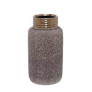 VASO DECORATIVO RUSTIC EM CERAMICA  BRONZE E MARROM 30CM