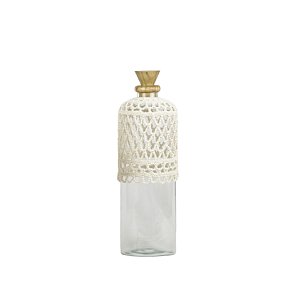 VASO GARRAFA GAMBOA EM VIDRO TAMPA EM MADEIRA 48CM REGINEZ