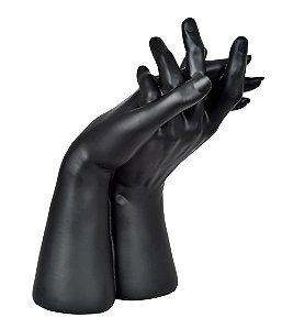 ESCULTURA DECORATIVA  MAO EM RESINA PRETO 26CM