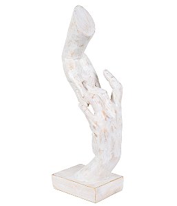 ESCULTURA DECORATIVA MAOS UNIDAS EM RESINA OFF WHITE 35,5CM