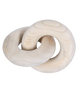 ESCULTURA DECORATIVO ELOS EM MADEIRA NATURAL 5X17CM