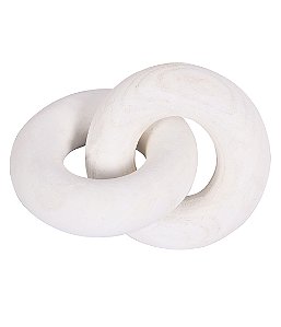 ESCULTURA DECORATIVO ELOS EM MADEIRA BRANCO 5X17CM