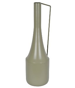 VASO GARRAFA DECORATIVO EM METAL VERDE MILITAR 35CM