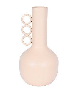 VASO GARRAFA DECORATIVO EM METAL BEGE 22CM