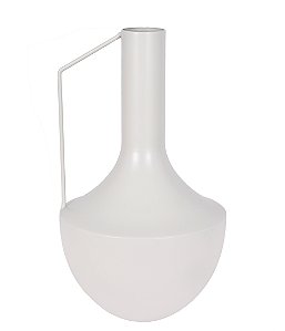VASO GARRAFA DECORATIVO EM METAL COM ALCA OFF WHITE 28CM