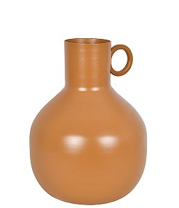 VASO BOJUDO DECORATIVO EM METAL CARAMELO 15CM