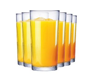 Jogo de 6 Copos de Vidro Long Drink para Água e Suco 255ml