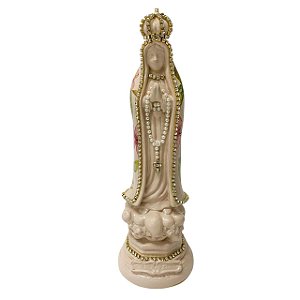 ESCULTURA NOSSA SRA DE FATIMA DECOUPADA FLORAL DE 20CM