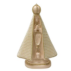 ESCULTURA NOSSA SRA APARECIDA COM PEROLAS DE 28CM