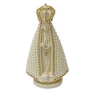 ESCULTURA NOSSA SRA APARECIDA COM PEROLAS DE 14,5CM RENOIR