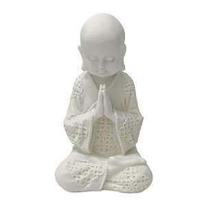 ESCULTURA DECOR MONGE CARECA ORACAO EM PO DE MARMORE 16,5CM