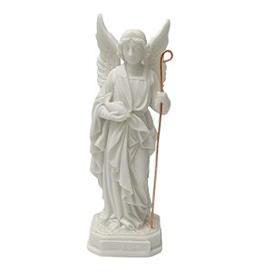 ESCULTURA DECORATIVA ARCANJO RAFAEL EM PO DE MARMORE 22CM