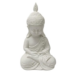 ESCULTURA DECORATIVA MONGE MEDITANDO EM PO DE MARMORE 25CM
